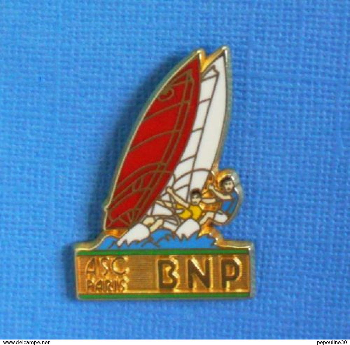 1 PIN'S //   ** ASC / BNP PARIS / PLANCHE à VOILE ** . (Ballard Doré à L'OR Fin) - Sailing, Yachting