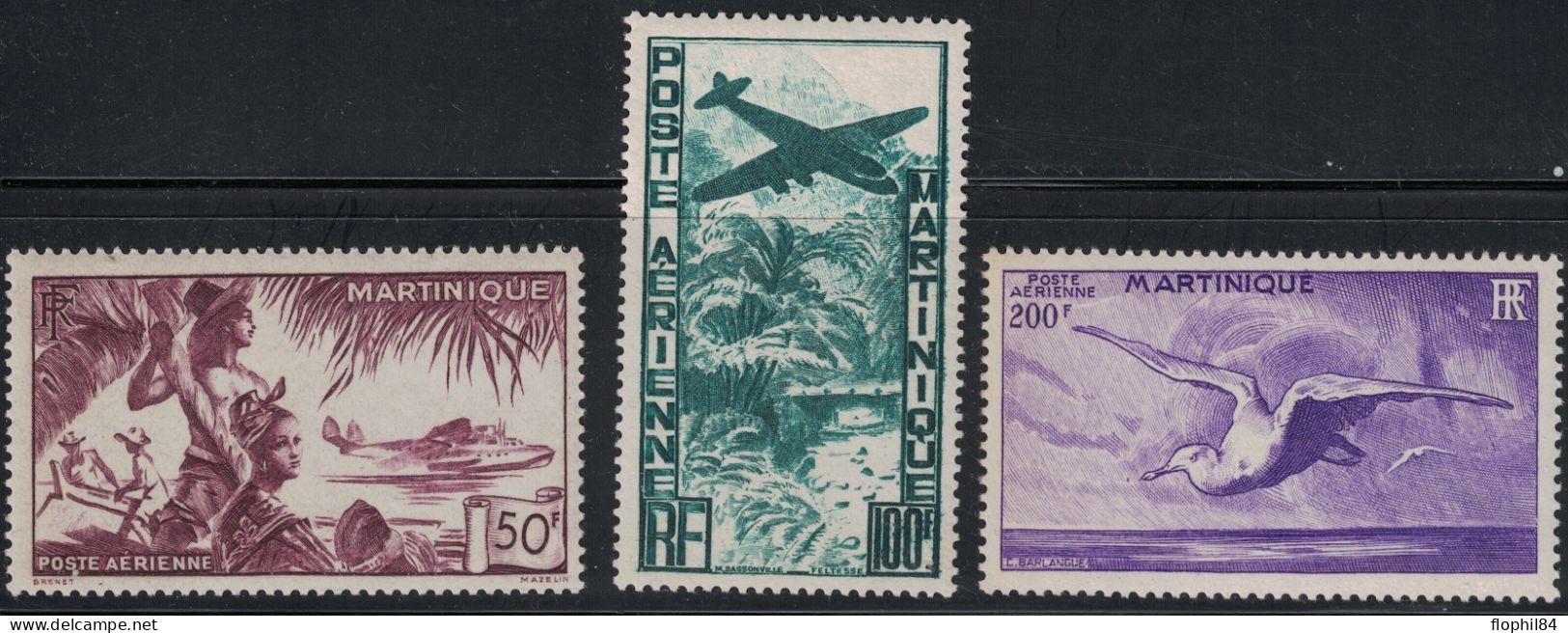 MARTINIQUE - PA N° 13 à 15 - POSTE AERIENNE - NEUF SANS TRACE DE CHARNIERE - COTE 84€. - Luftpost