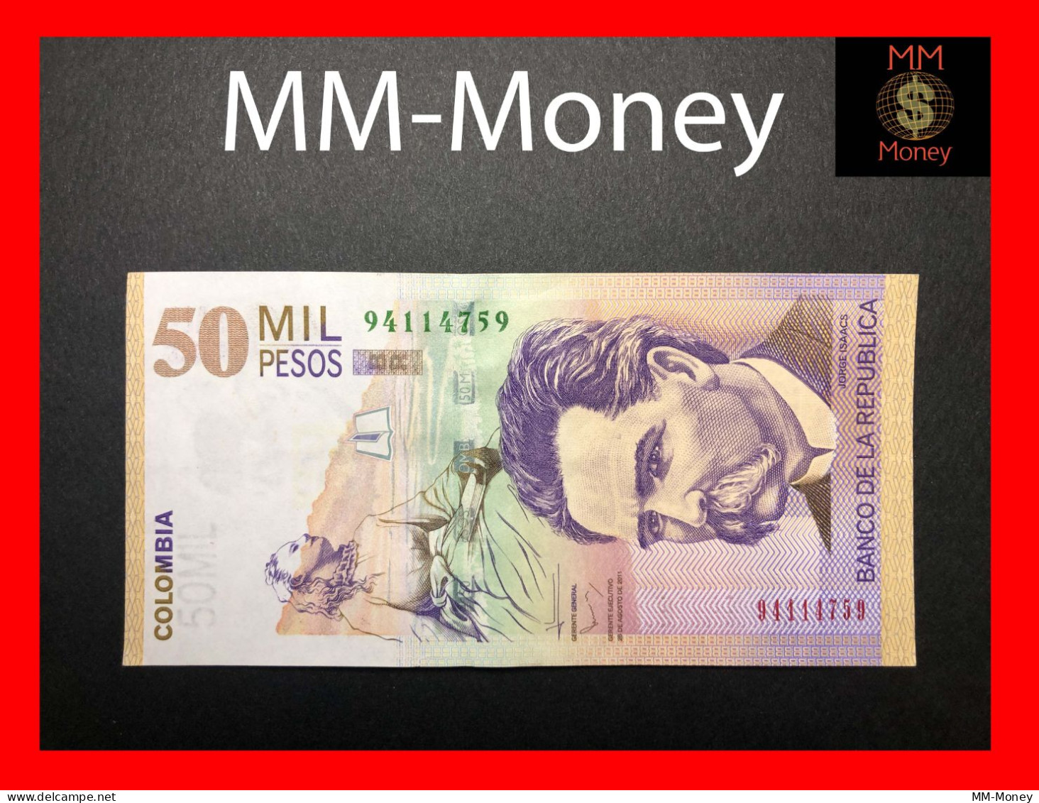 COLOMBIA  50.000 50000 Pesos  26.8.2011  P. 455    UNC - Colombie