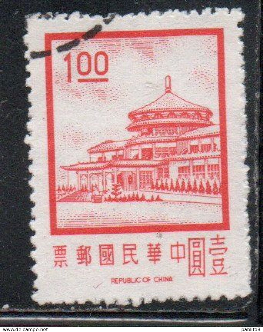 CHINA REPUBLIC CINA TAIWAN FORMOSA 1968 1975 SUN YAT-SEN CHUNGSHAN BUILDING YANGMINGSHAN 1$ USED USATO OBLITERE' - Usados