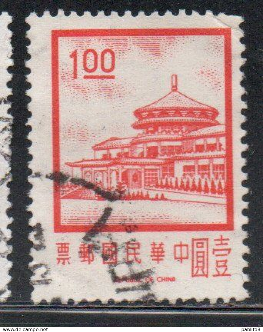 CHINA REPUBLIC CINA TAIWAN FORMOSA 1968 1975 SUN YAT-SEN CHUNGSHAN BUILDING YANGMINGSHAN 1$ USED USATO OBLITERE' - Usados