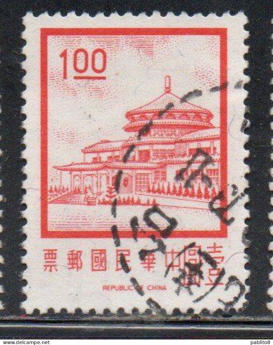 CHINA REPUBLIC CINA TAIWAN FORMOSA 1968 1975 SUN YAT-SEN CHUNGSHAN BUILDING YANGMINGSHAN 1$ USED USATO OBLITERE' - Used Stamps