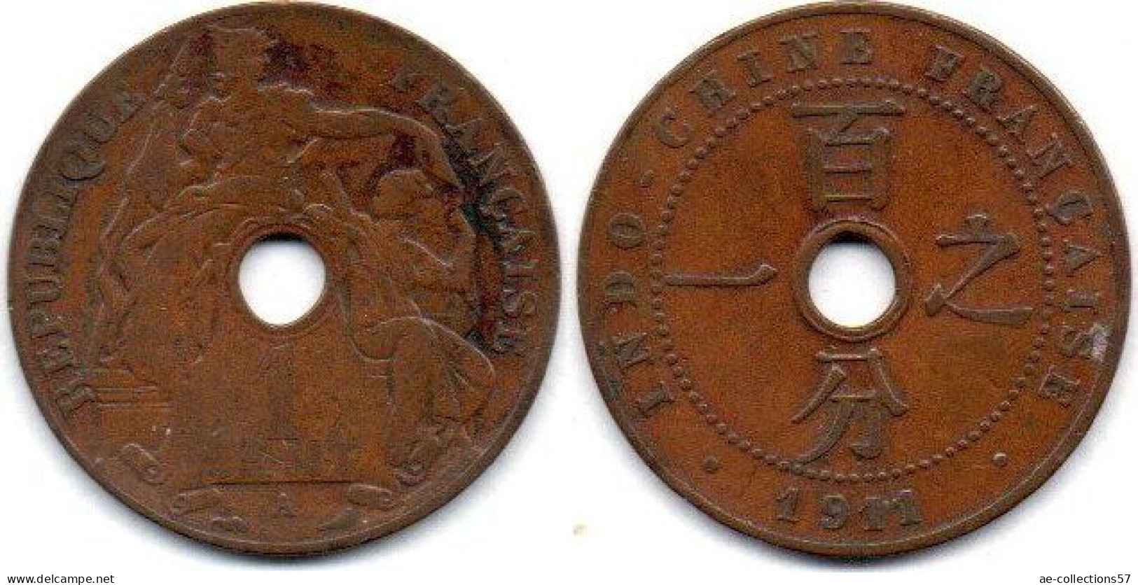 MA 23129  /  Indochine- Indochina 1 Cent 1911 A TB+ - Indochine