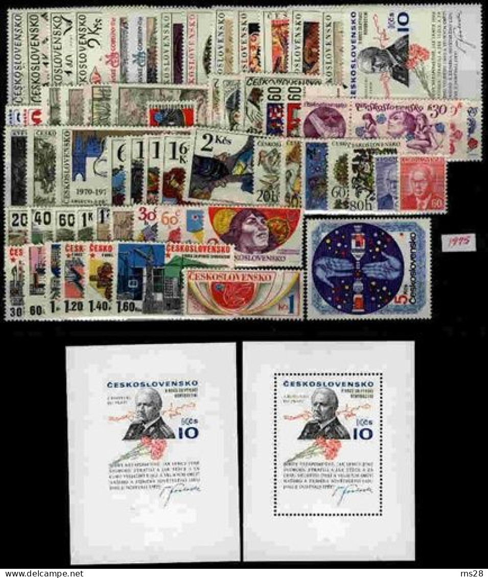 Czechoslovakie Annee Complete Neuf Sans Charnieres 1975 - Full Years