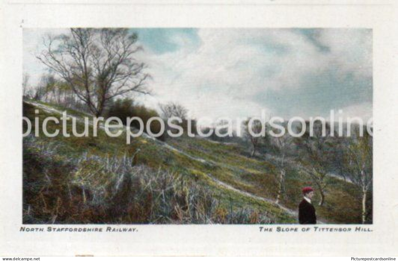 NORTH STAFFORDSHIRE RAILWAY THE SLOPE OF TITTENSOR HILL HILL OLD COLOUR POSTCARD - Sonstige & Ohne Zuordnung