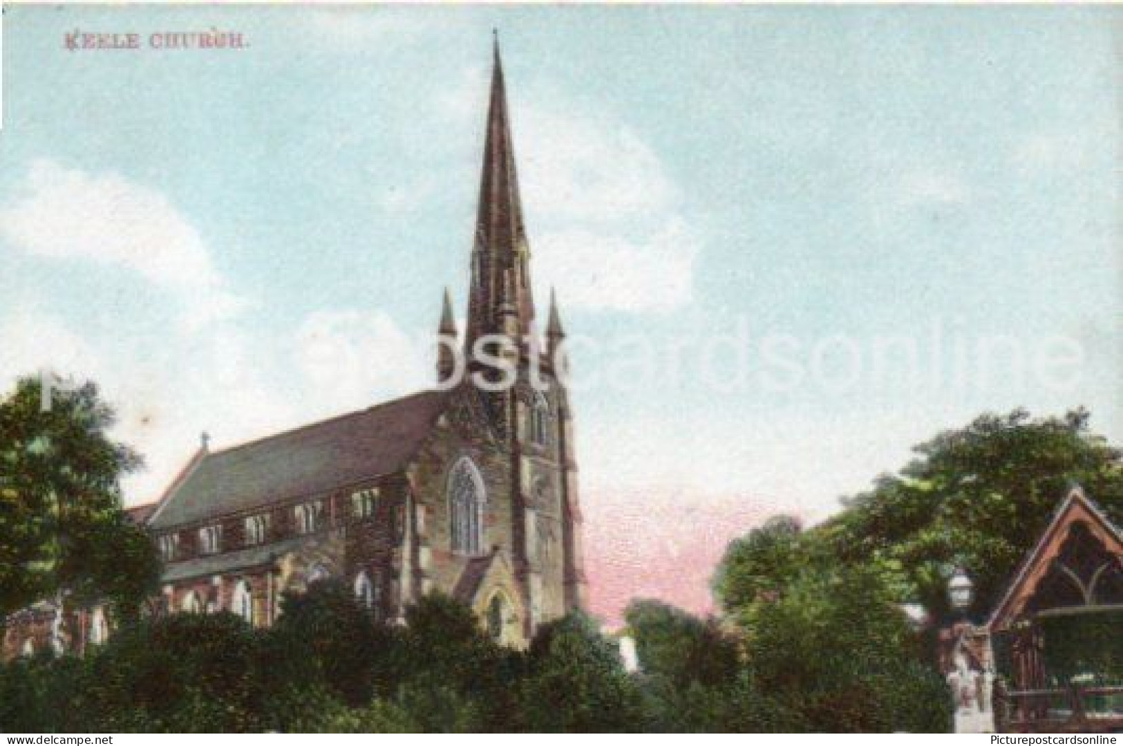 KEELE CHURCH OLD COLOUR POSTCARD STAFFORDSHIRE - Andere & Zonder Classificatie