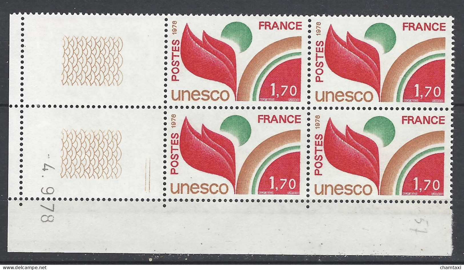 CD 57 FRANCE 1978 TIMBRE SERVICE UNESCO COIN DATE 57 : 4 / 9 / 78 - Servizio