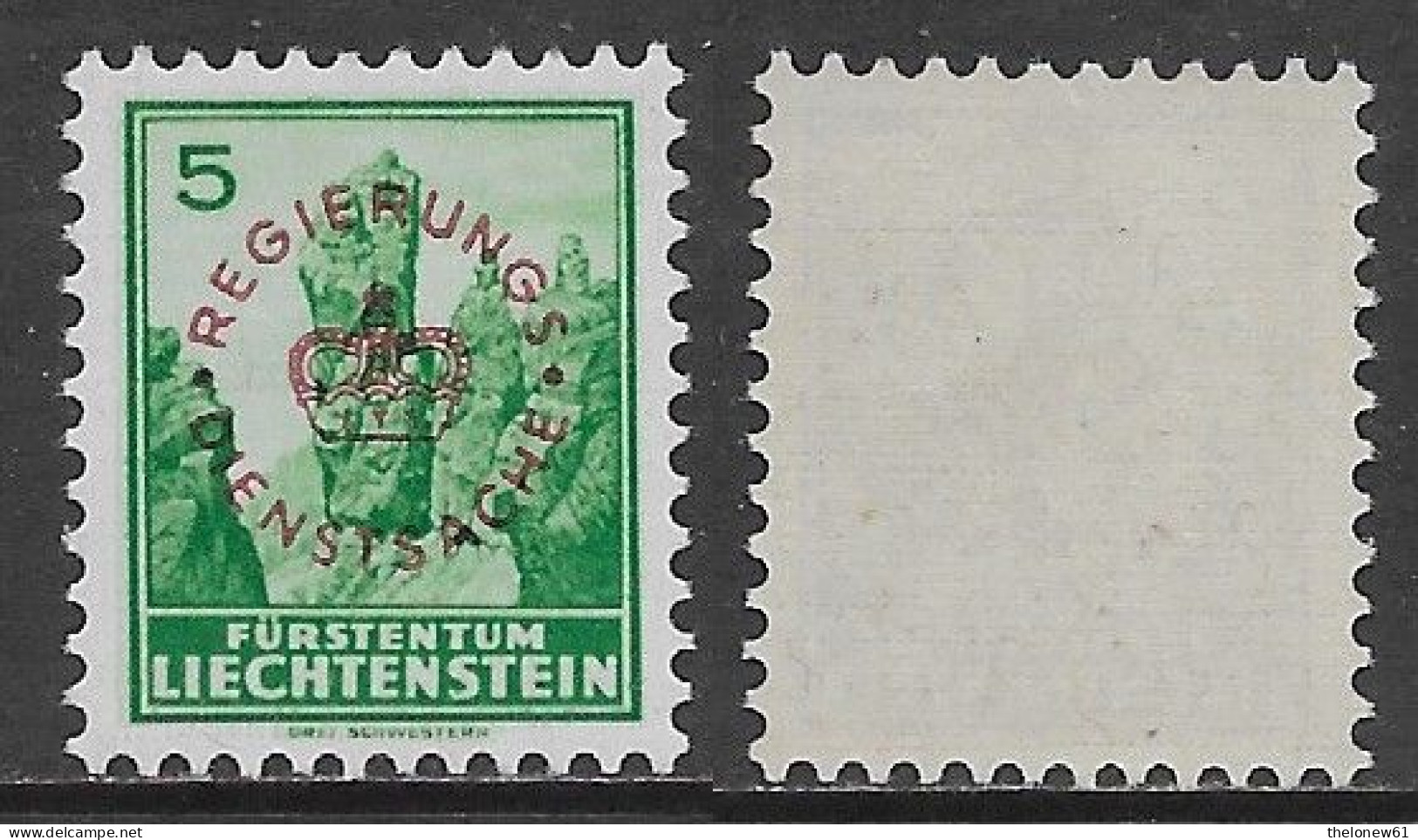 Liechtenstein 1934 Official "REGIERUNGS - DIENSTSACHE" 5Rp Mi N.11 MNH ** - Service