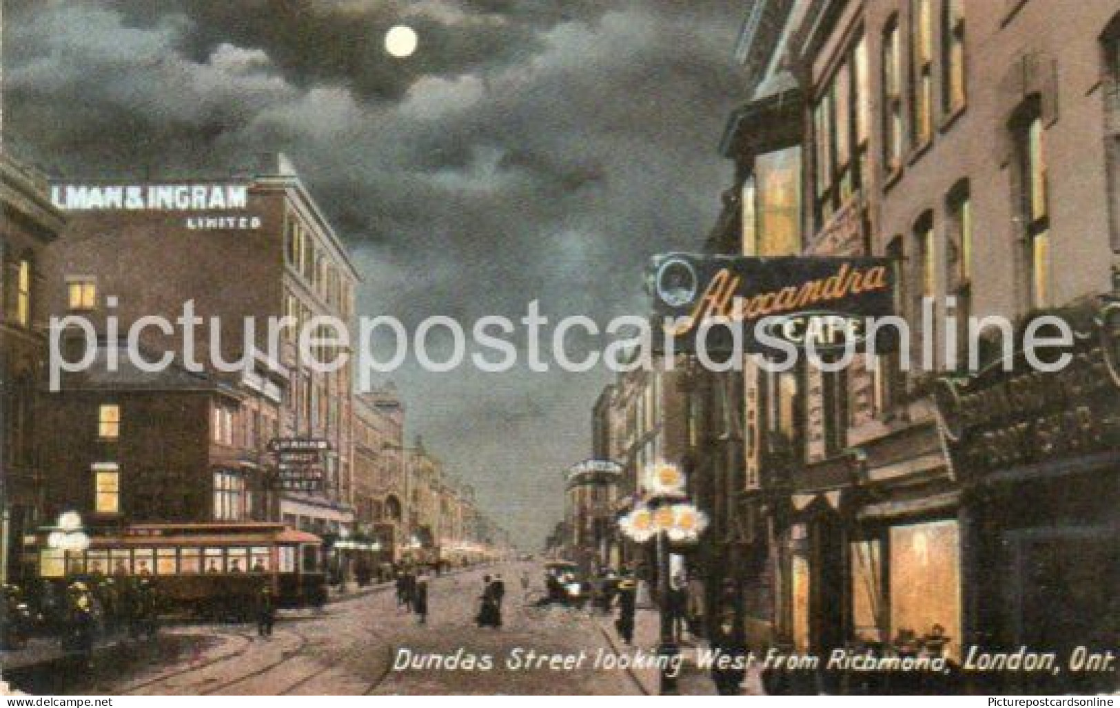 DUNDAS STREET LOOKING WEST FROM RICHMOND OLD COLOUR POSTCARD LONDON ONTARIO CANADA - London