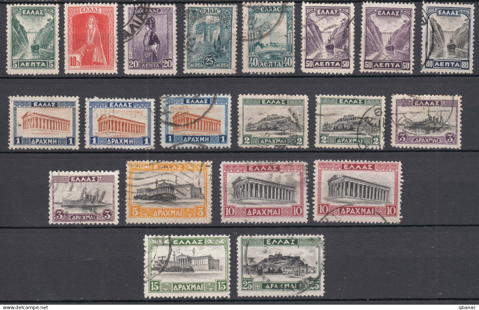 Greece 1927 Mi#304-317 Used With I/II Types - Usati