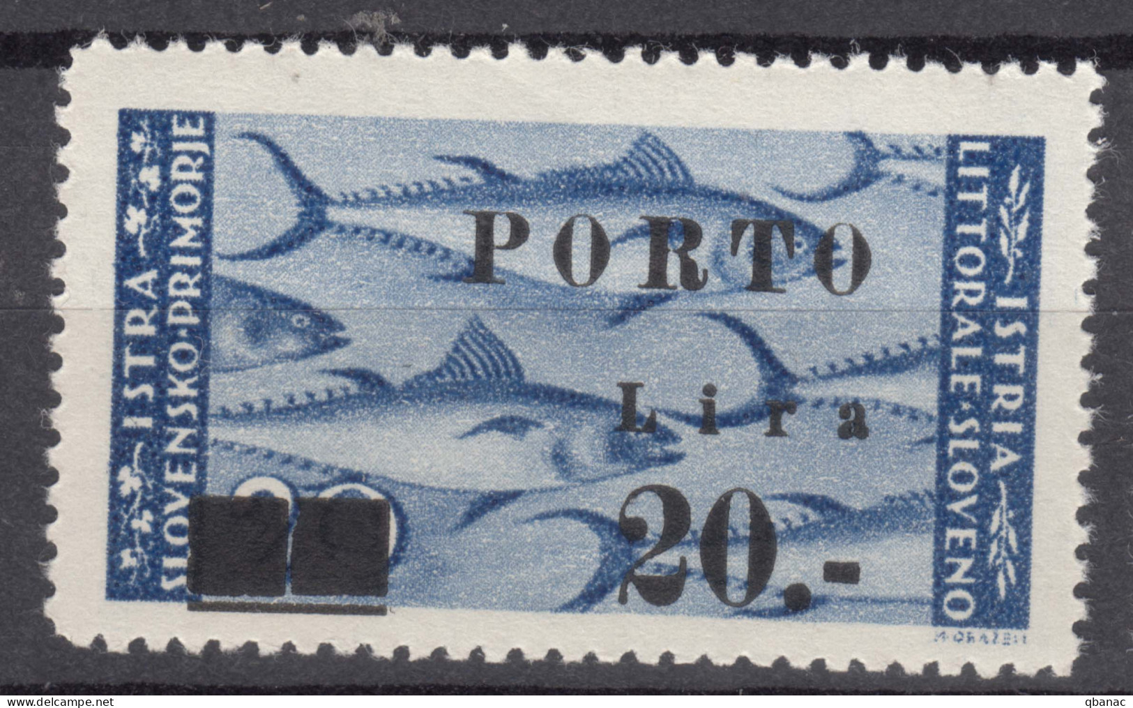 Istria Litorale Yugoslavia Occupation, Porto 1946 Sassone#18 Overprint II, Mint Never Hinged - Joegoslavische Bez.: Istrië