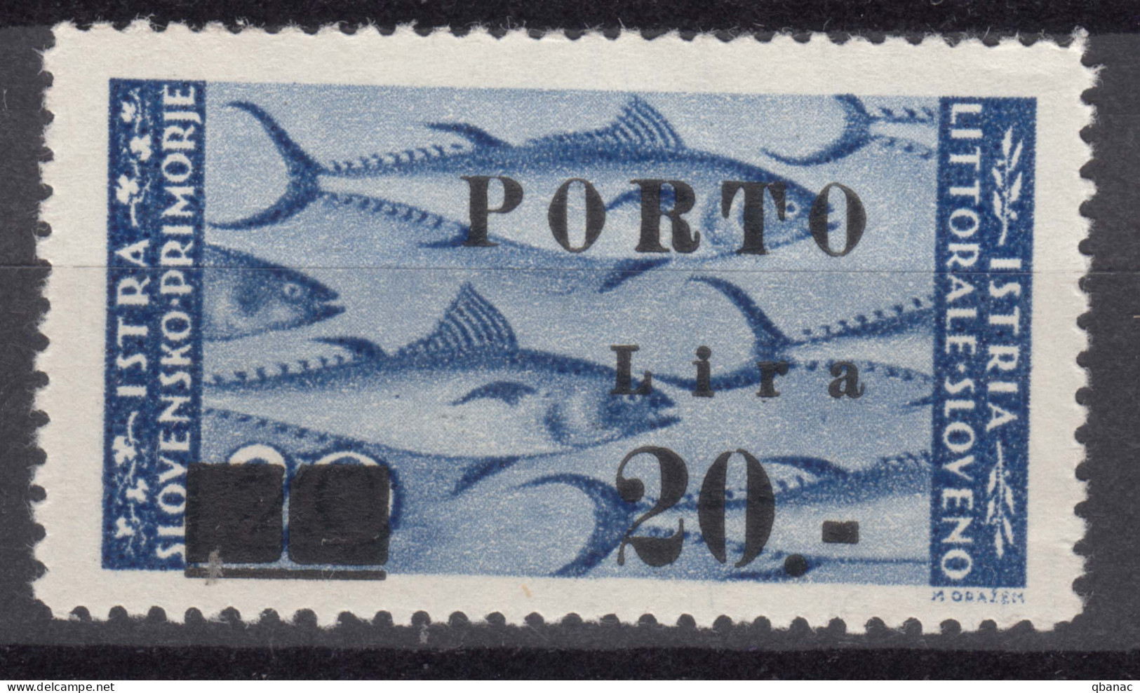 Istria Litorale Yugoslavia Occupation, Porto 1946 Sassone#18 Overprint II, Mint Never Hinged - Jugoslawische Bes.: Istrien