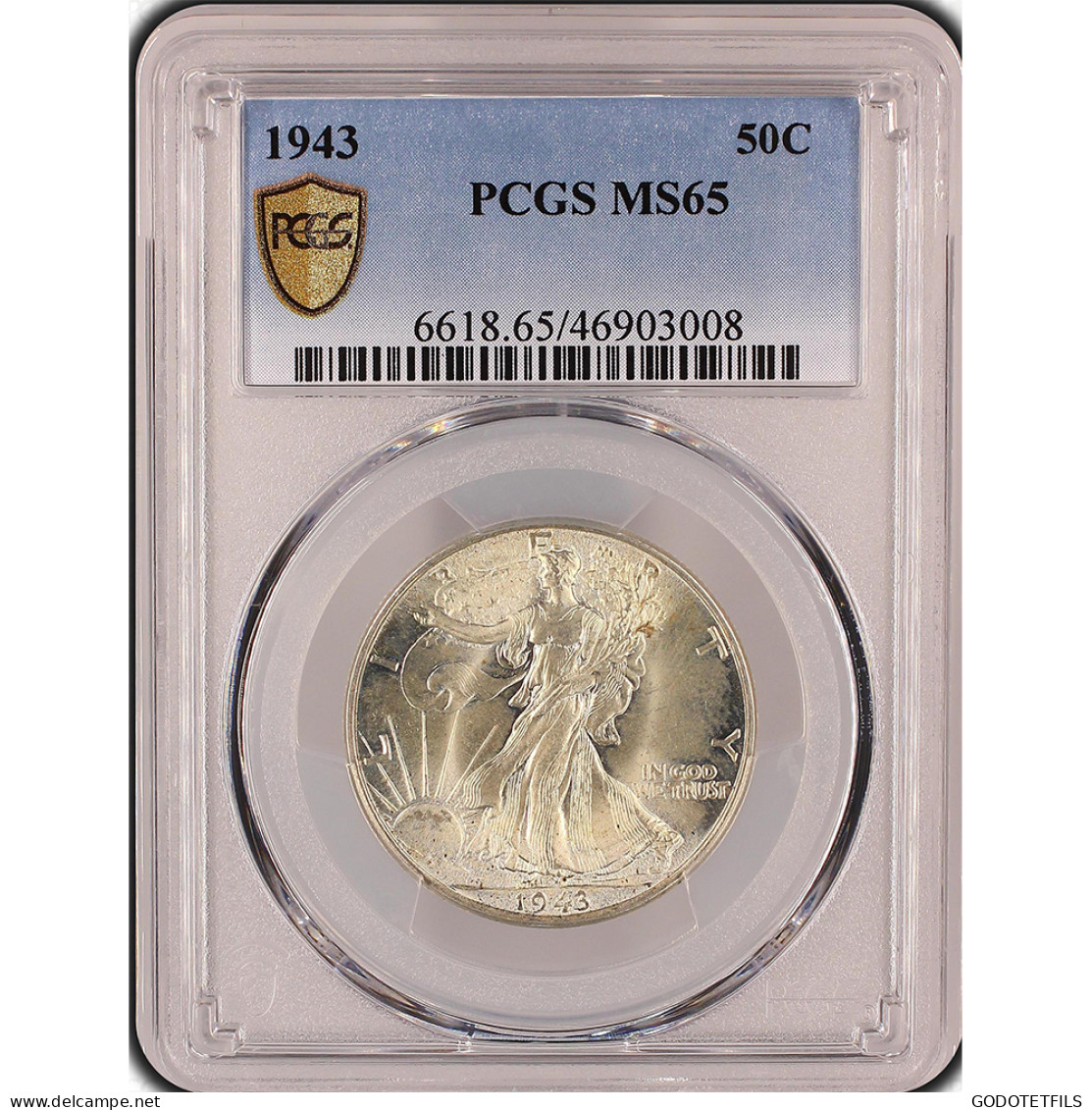 Monnaie Gradée-PCGS MS65 Etats-Unis Demi Dollar 1943 Philadelphie - 1916-1947: Liberty Walking