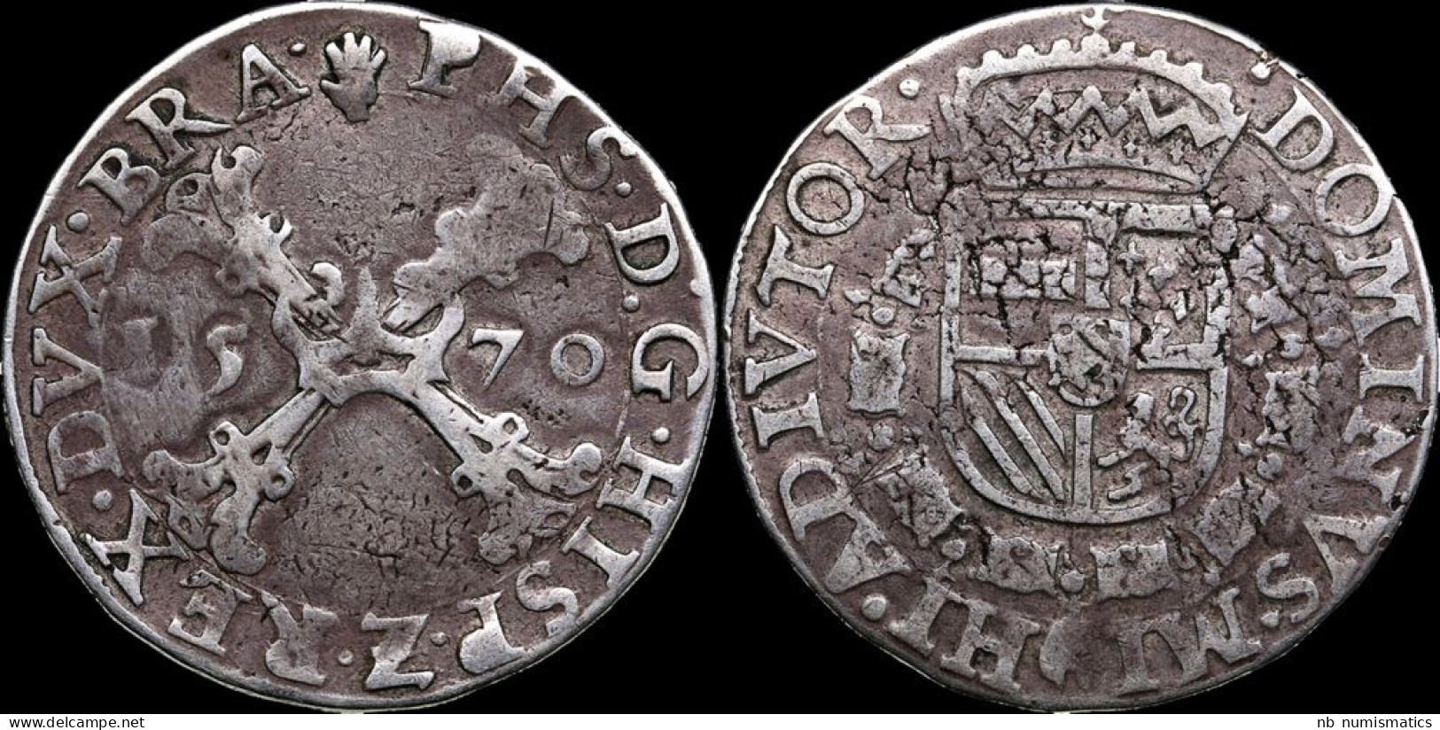 Southern Netherlands Brabant Philips II 1/2 Bourgondische Rijksdaalder 1570 - 1556-1713 Pays-Bas Espagols