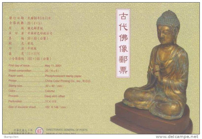 Folder Taiwan 2001 Ancient Buddhist Statues Stamps Buddha Culture - Unused Stamps
