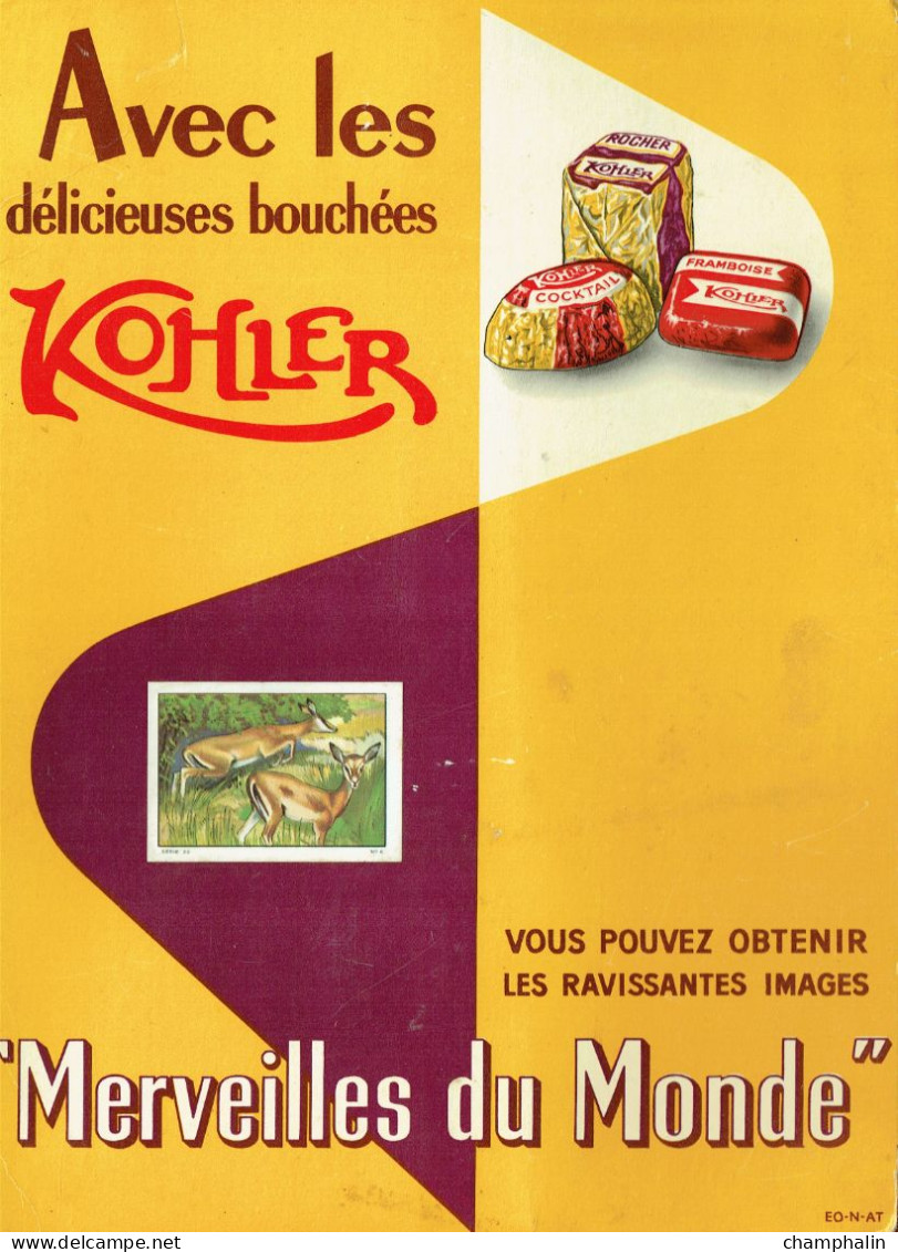 Publicité Originale - Chocolats Kohler - Images Merveilles Du Monde - Plaque Cartonnée à Poser Ou Suspendre Présentoir - Placas De Cartón