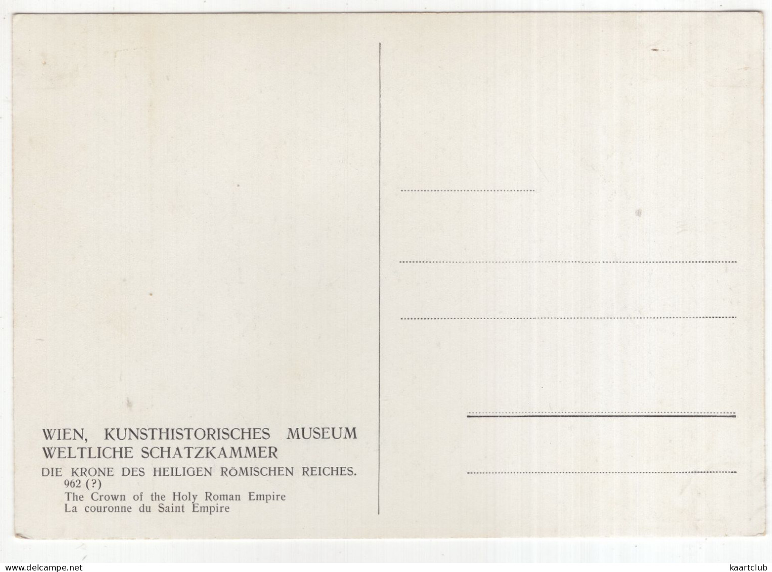 Wien: Die Krone Des Heiligen Romischen Reiches - Kunsthist. Museum - (Österreich/Austria) - Crown/Couronne/Kroon - Museen