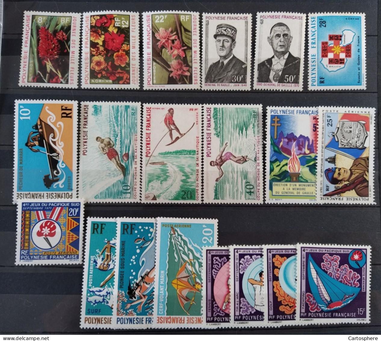 Polynésie Année Complète 1971 20 Timbres* Avec PA - Komplette Jahrgänge