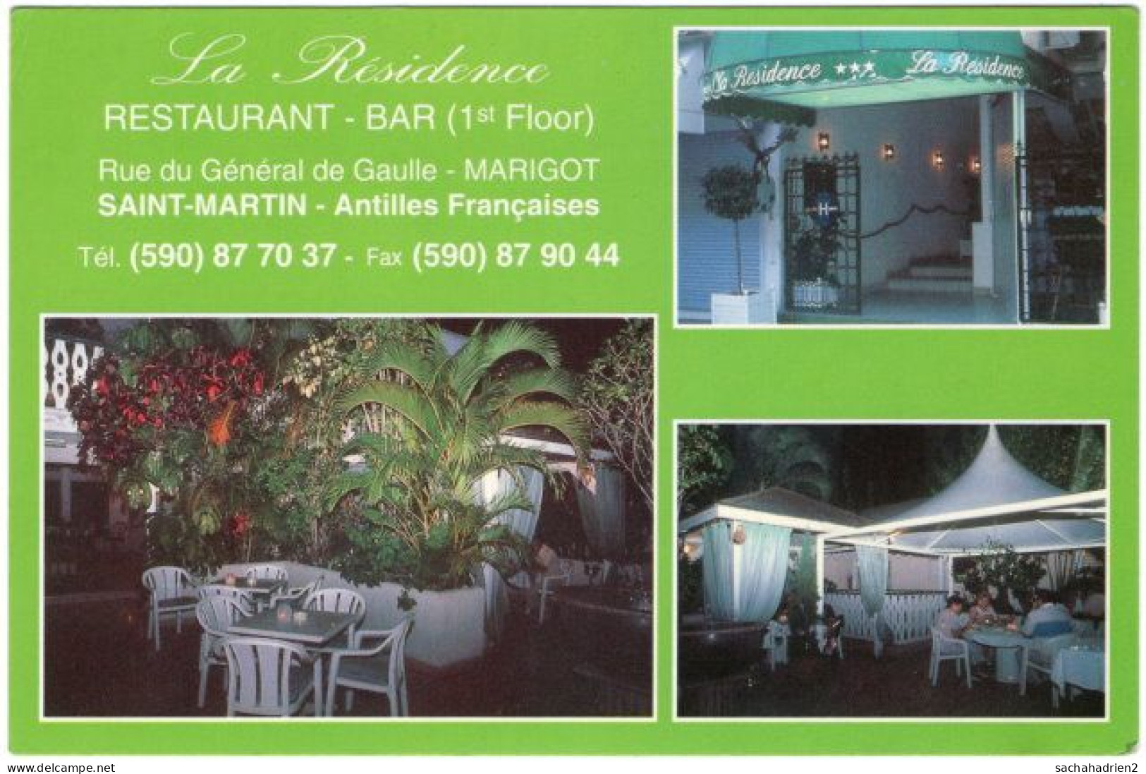 971. Gf. SAINT-MARTIN. Marigot. Restaurant-Bar La Résidence. 3 Vues - Saint Martin