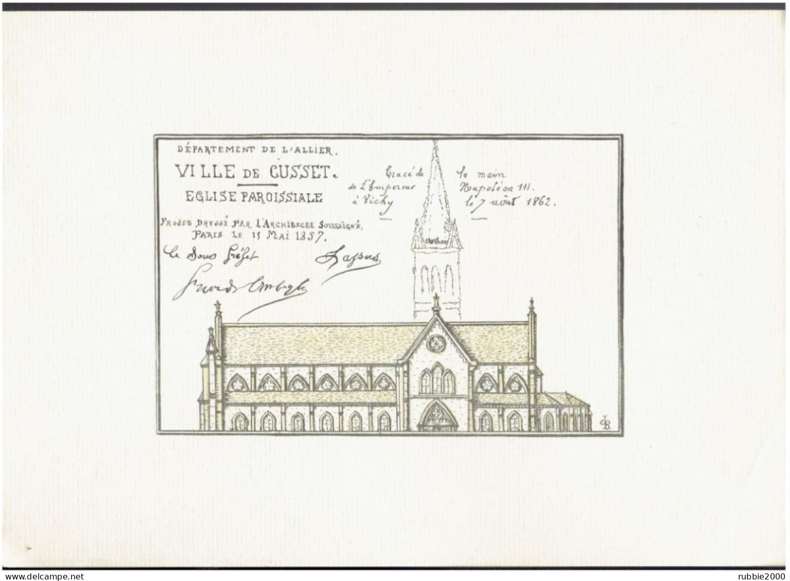 CUSSET ALLIER 1980 INAUGURATION DU MUSEE PROGRAMME SOUVENIR + 4 DESSINS DU CLOCHER ET DE L EGLISE - Auvergne