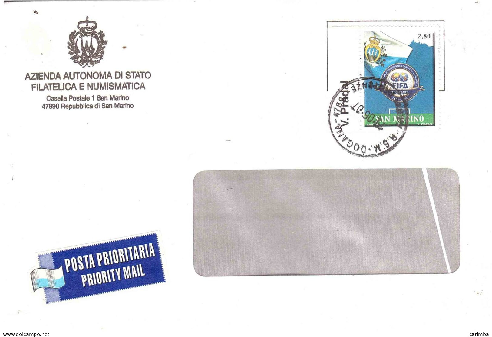 SAN MARINO 2004 €2,80 FIFA - Covers & Documents