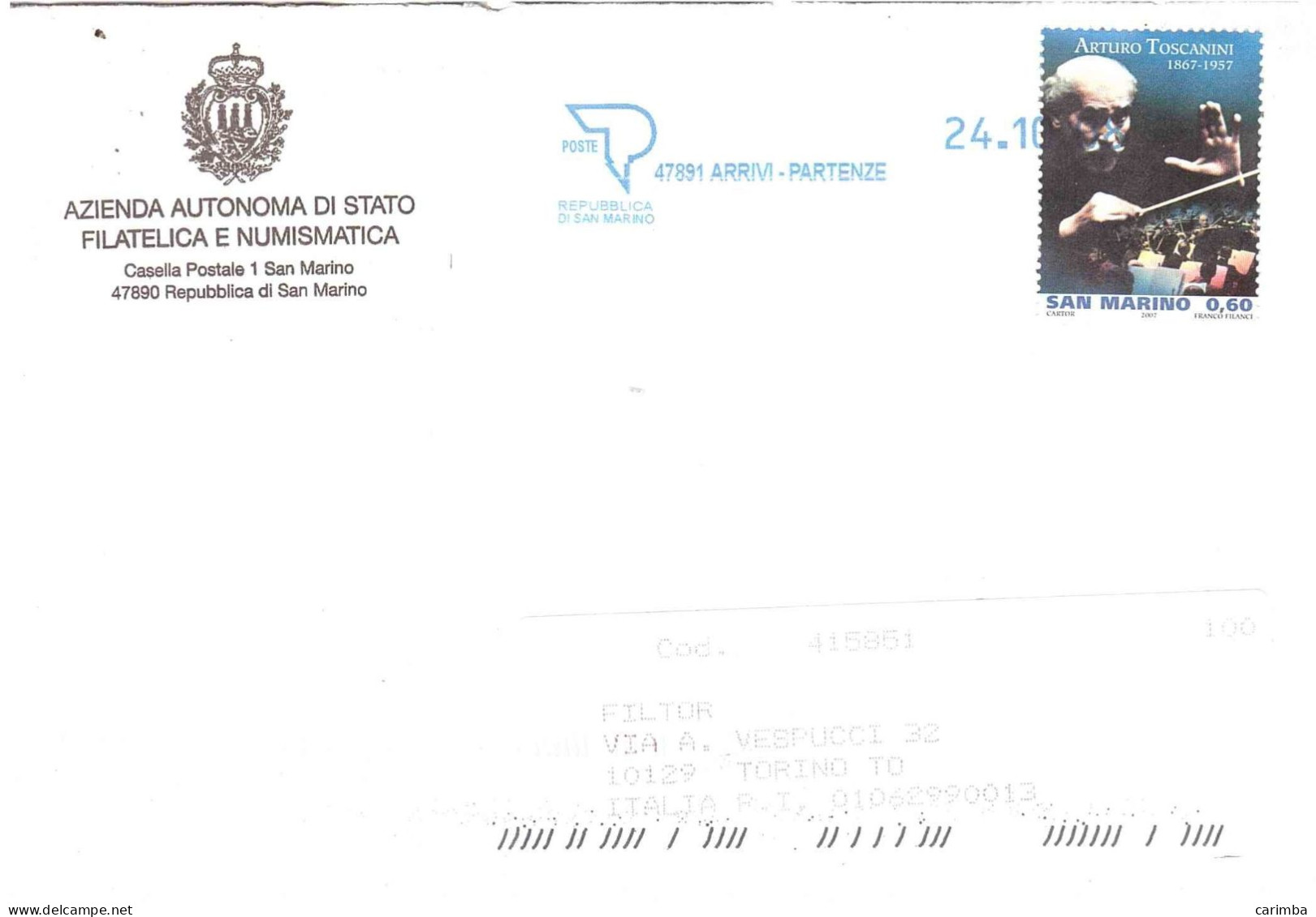 2007 €0,60 ARTURO TOSCANINI - Covers & Documents