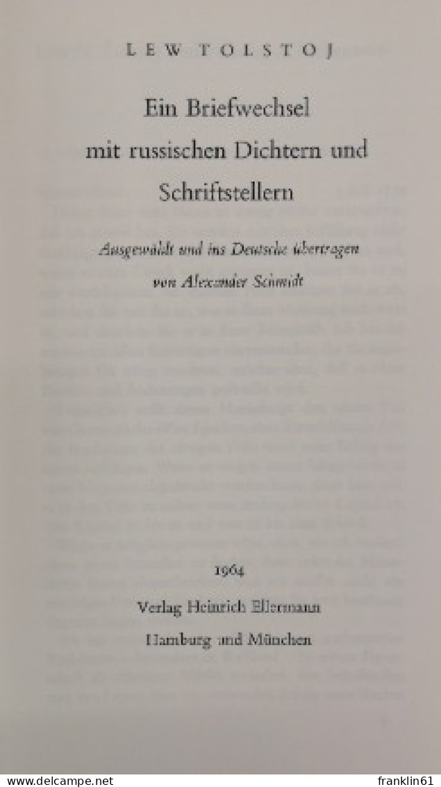 Ein Briefwechsel Mit Russischen Dichtern Und Schriftstellern. - Poems & Essays