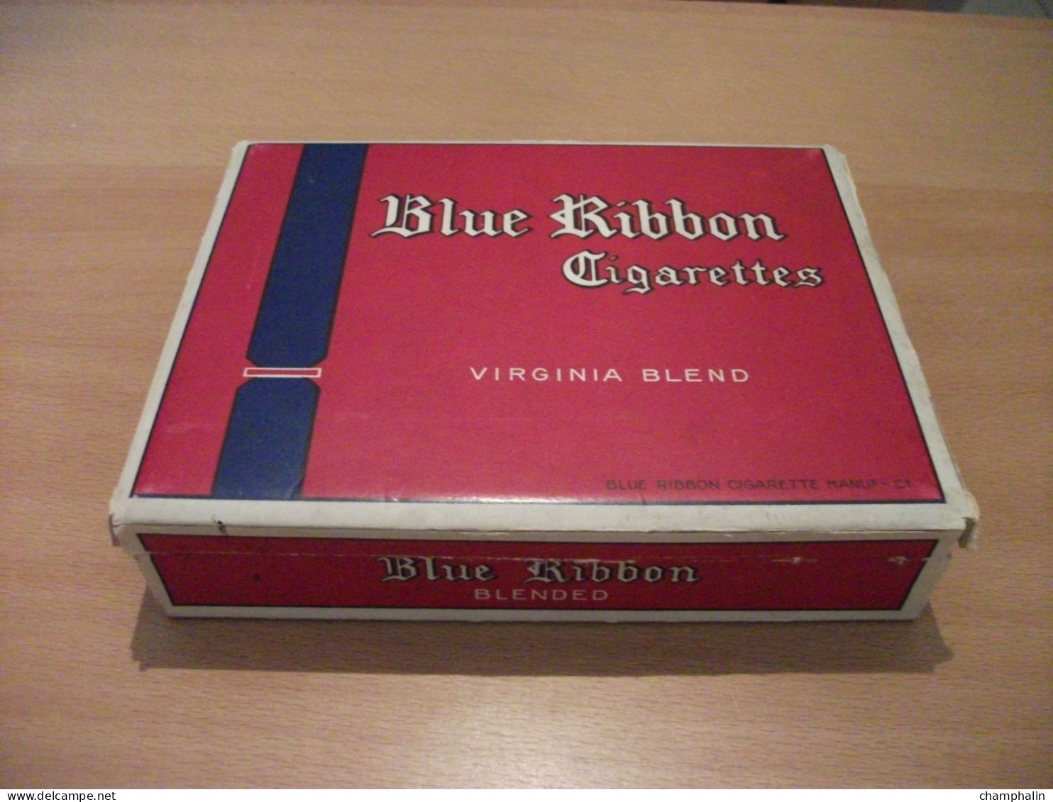 Boîte En Carton Ancienne - Cigarettes Blue Ribbon Virginia Blend - Ets Laurens S.A. à Genève (Suisse) - Tabac - Etuis à Cigarettes Vides