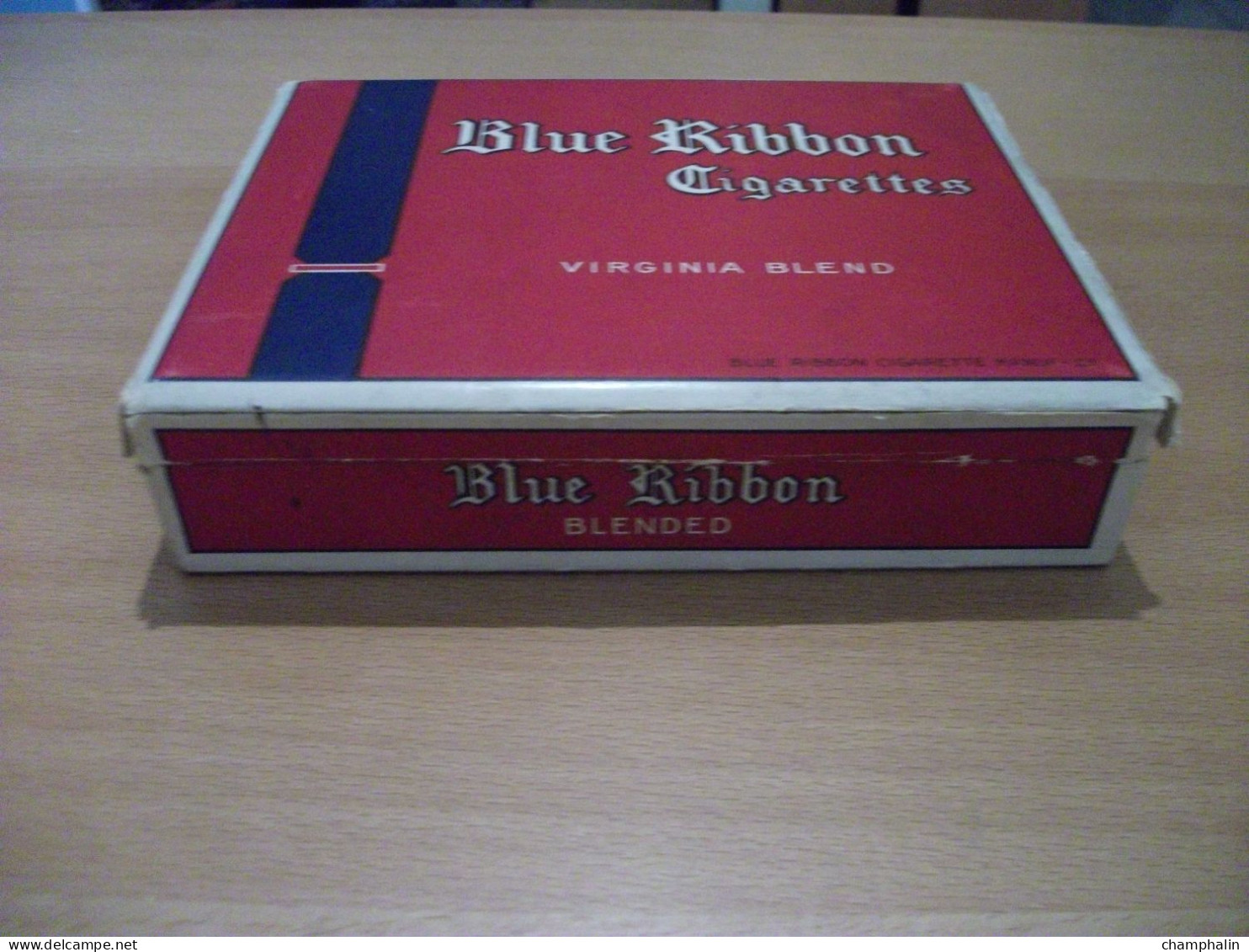 Boîte En Carton Ancienne - Cigarettes Blue Ribbon Virginia Blend - Ets Laurens S.A. à Genève (Suisse) - Tabac - Etuis à Cigarettes Vides