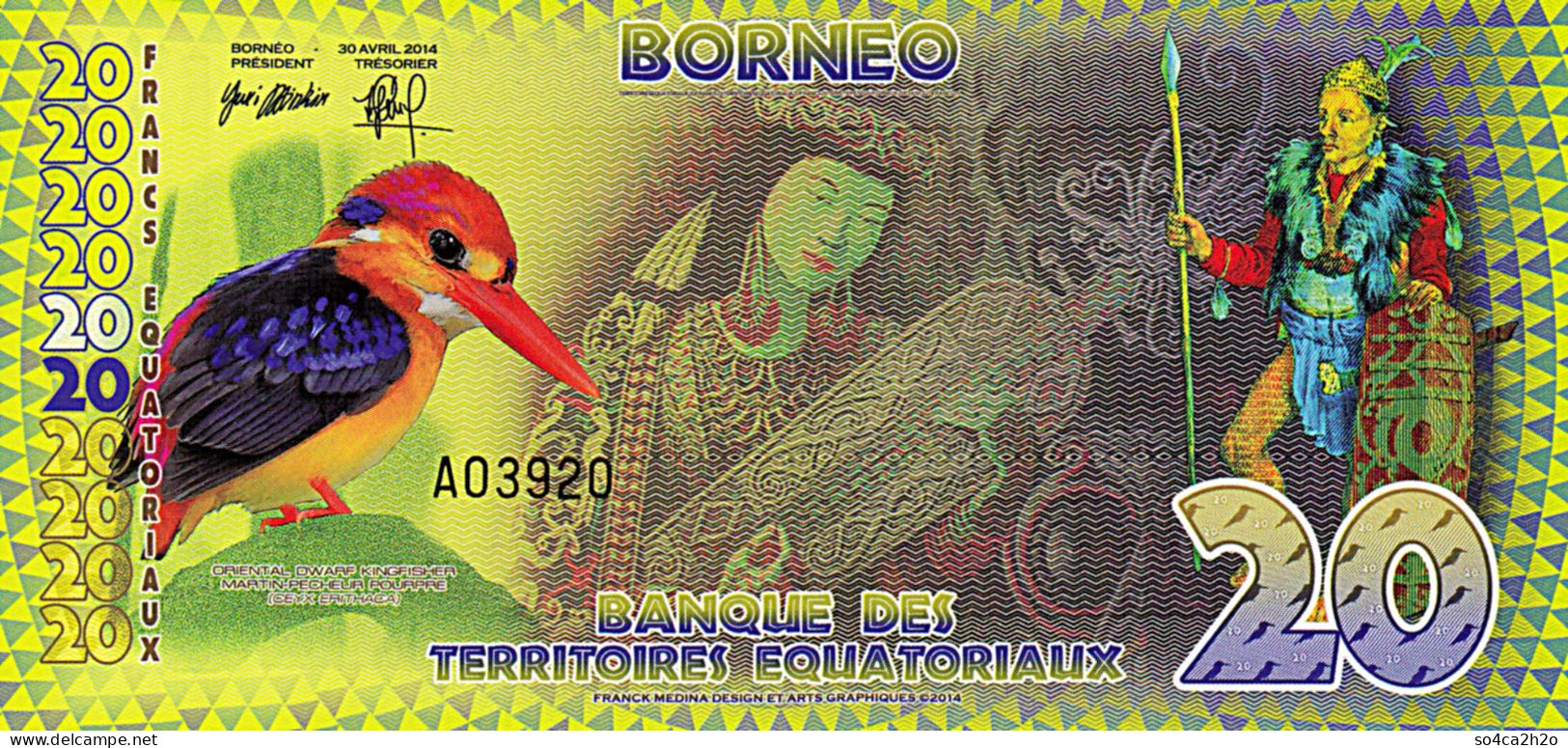 Bornéo Equatorial Territories 20 Francs 2014 UNC POLYMER - Fictifs & Spécimens