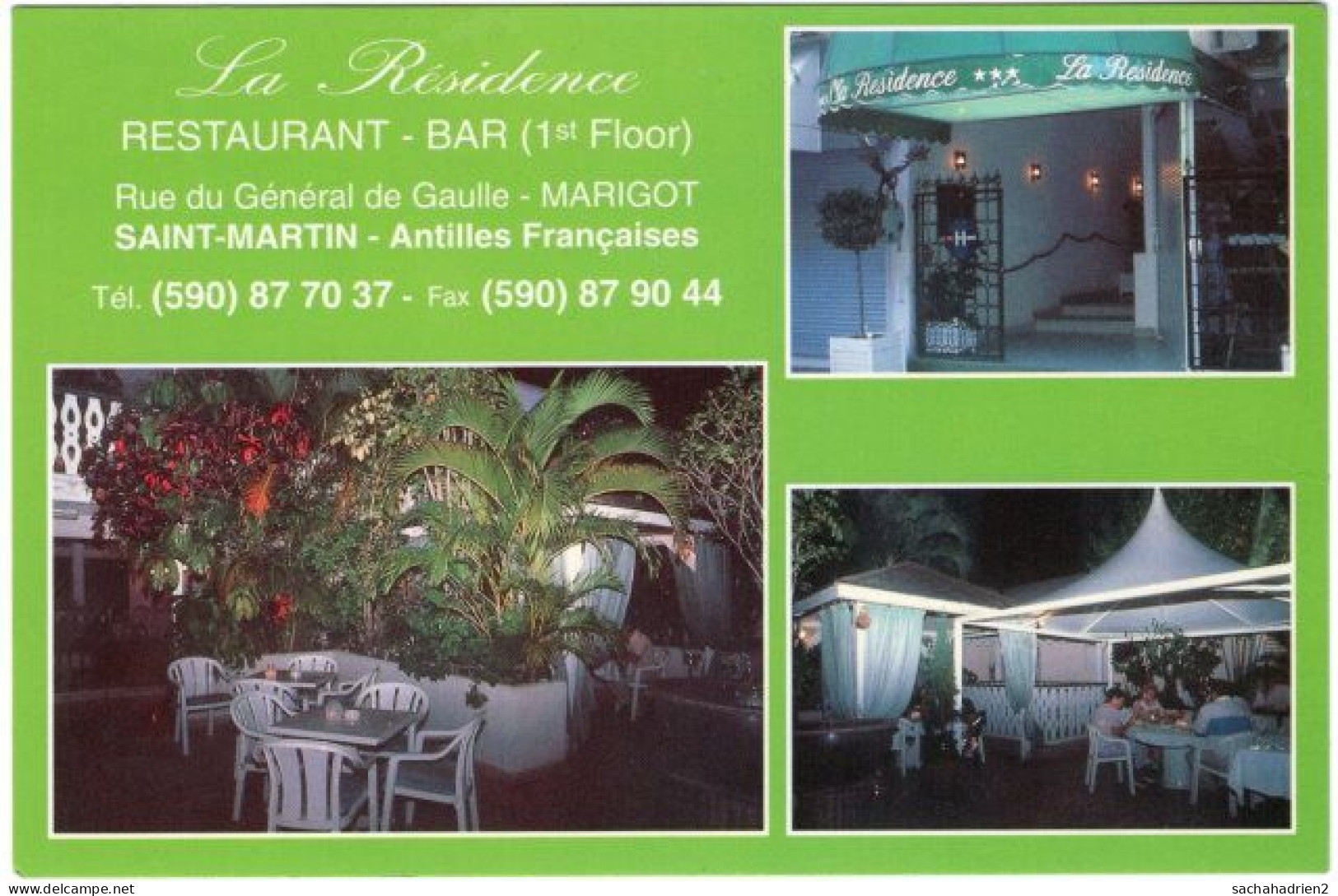 971. Gf. SAINT-MARTIN. Marigot. Restaurant-Bar La Résidence. 3 Vues (2) - Saint Martin