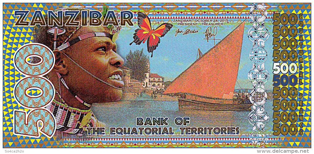 ZANZIBAR Equatorial Territories 500 Francs   2015 UNC POLYMER - Fictifs & Spécimens