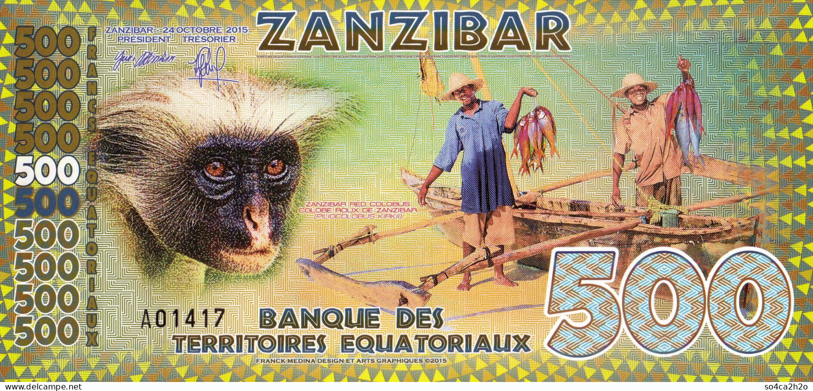 ZANZIBAR Equatorial Territories 500 Francs   2015 UNC POLYMER - Fictifs & Spécimens