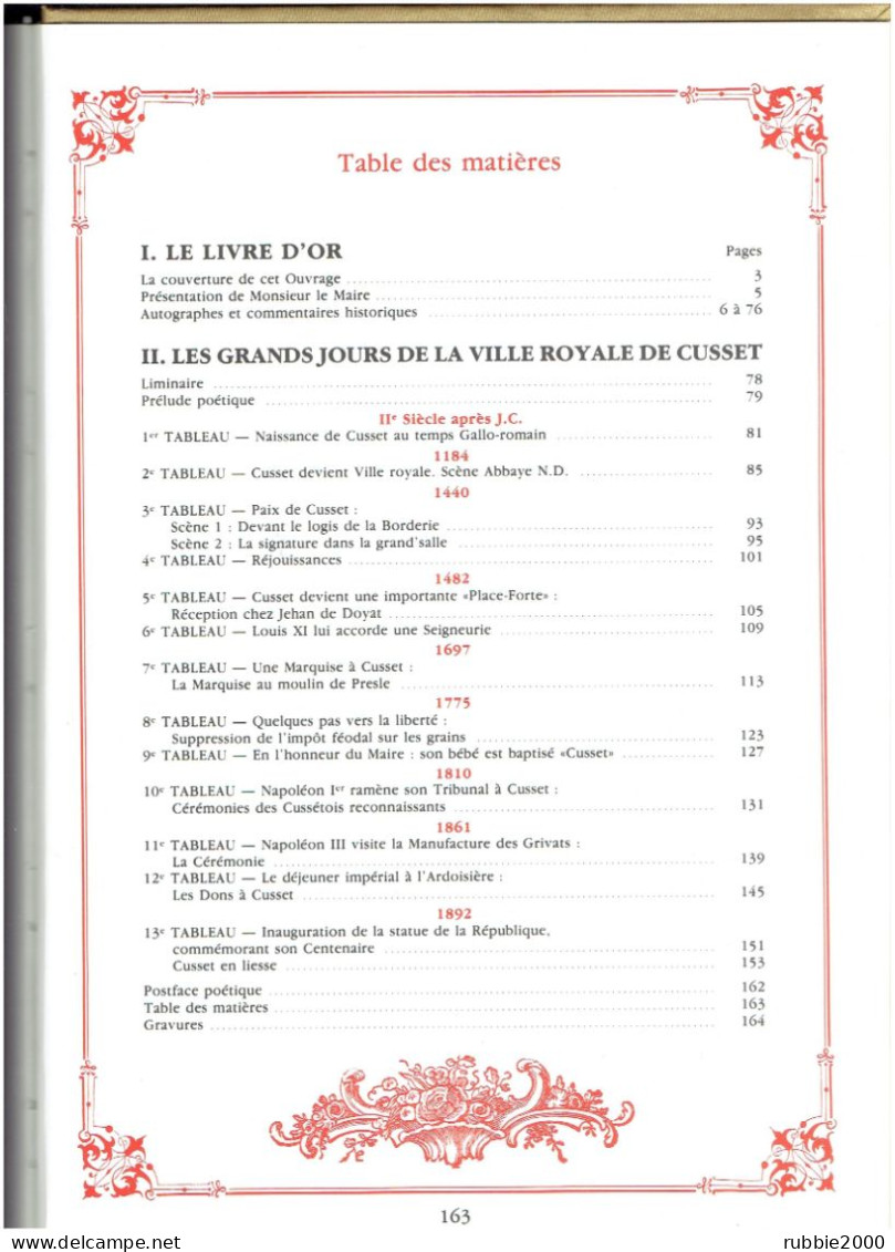 LIVRE D OR DE CUSSET ALLIER SUIVI DE TREIZE GRANDS JOURS DE LA VILLE DE CUSSET JEAN BOYER - Bourbonnais