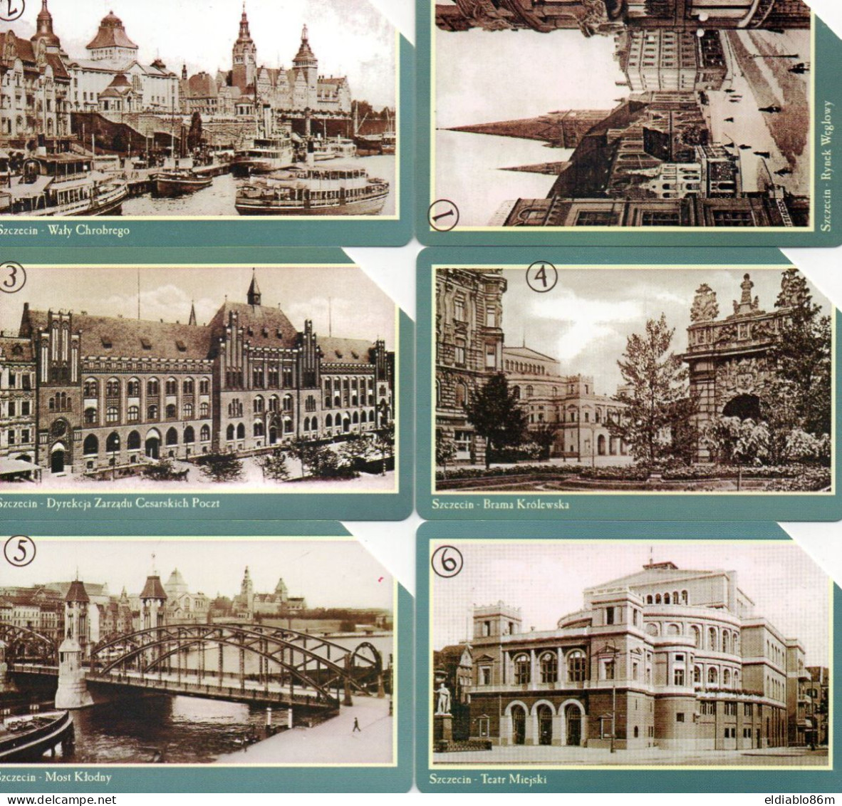 POLAND - MAGNETIC CARD - COMPLETE SET SZCZECIN OLD POSTCARD - 6 CARDS - Pologne