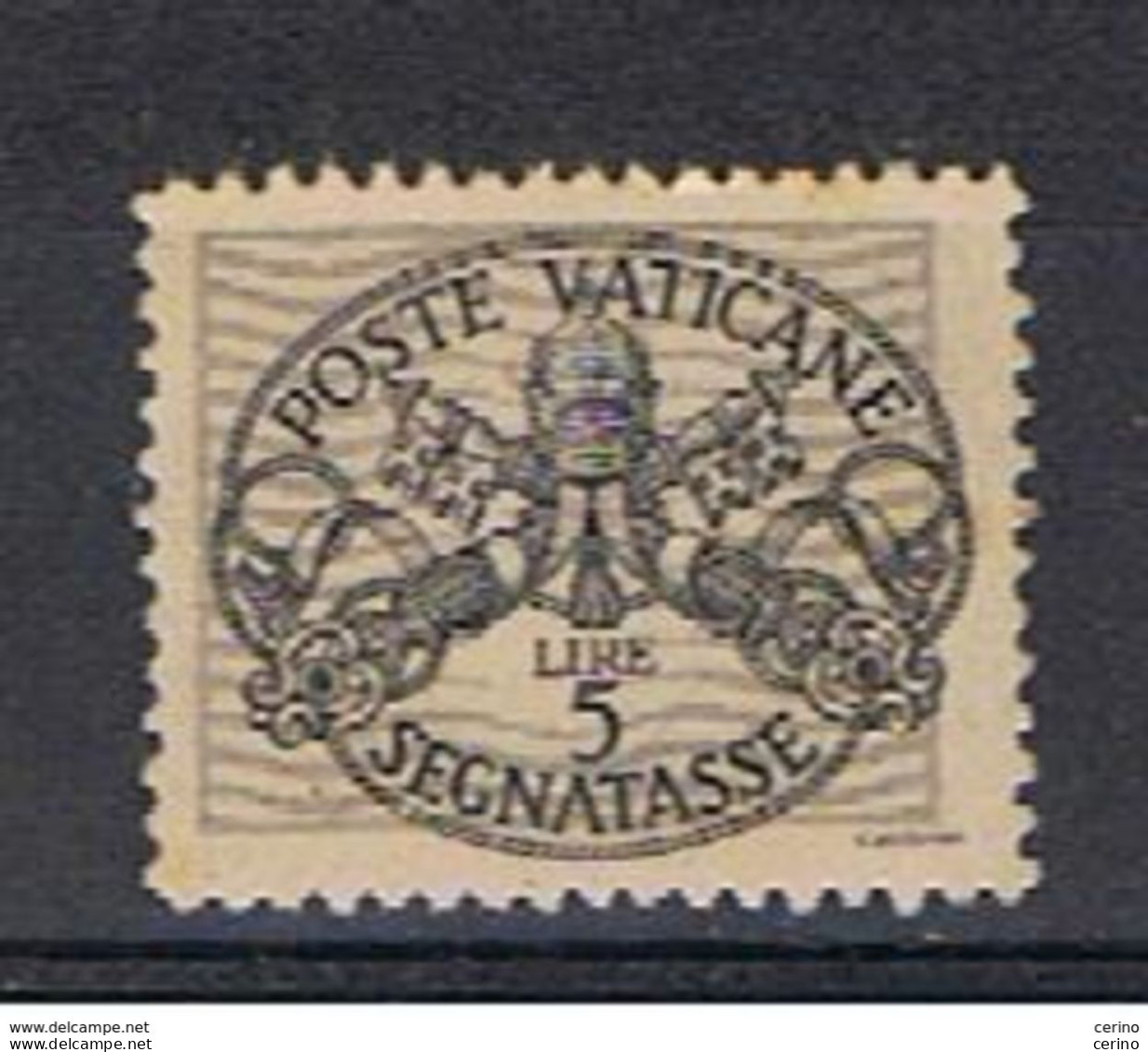 VATICANO:  1946  TASSE   -   £. 5  GRIGIO  N. -  SASS. 18 - Segnatasse