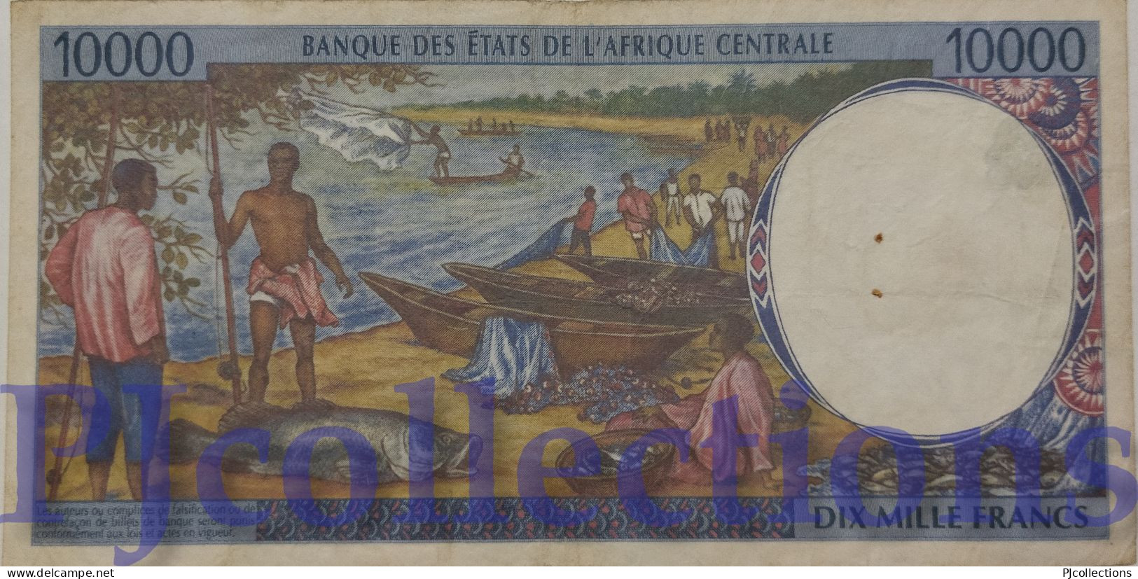 CENTRAL AFRICAN STATES 10000 FRANCS 1999 PICK 205Ee VF W/PIN HOLES - República Centroafricana