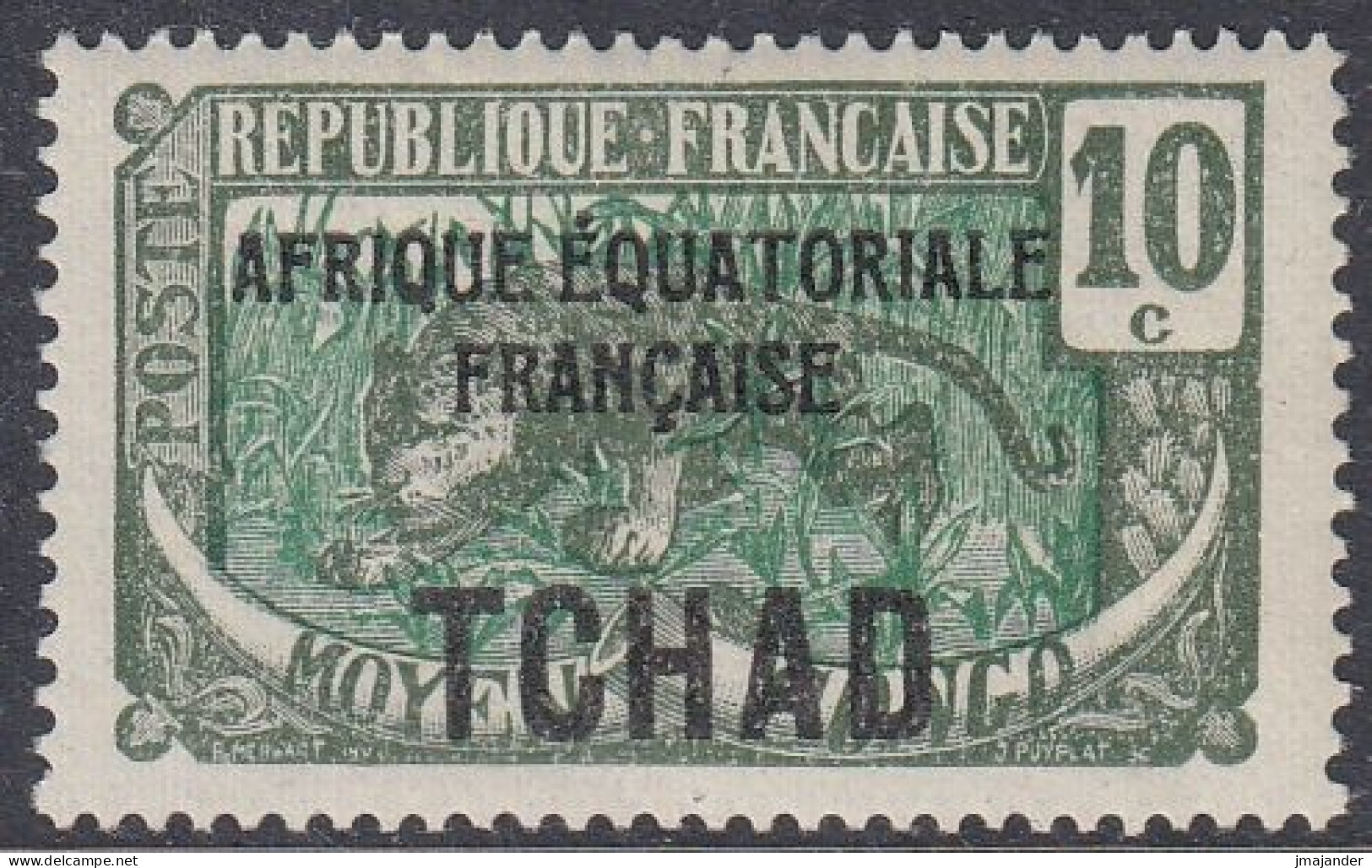 Chad 1924 - Definitive Stamp: Leopard - With Black Overprint Mi 23a * MH [1715] - Neufs