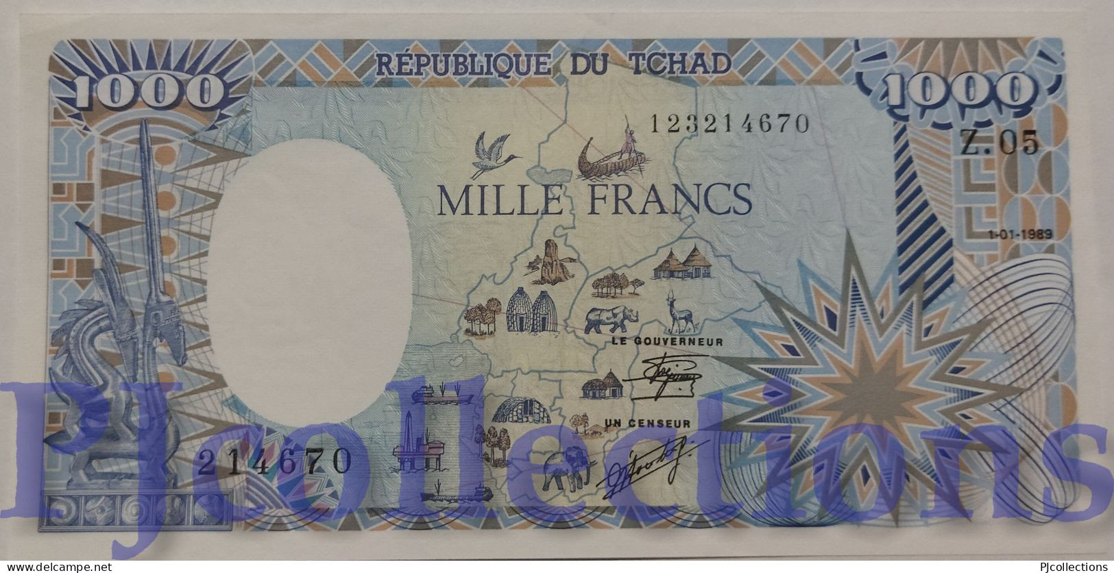 CHAD 1000 FRANCS 1989 PICK 10Aa AU/UNC - Tchad