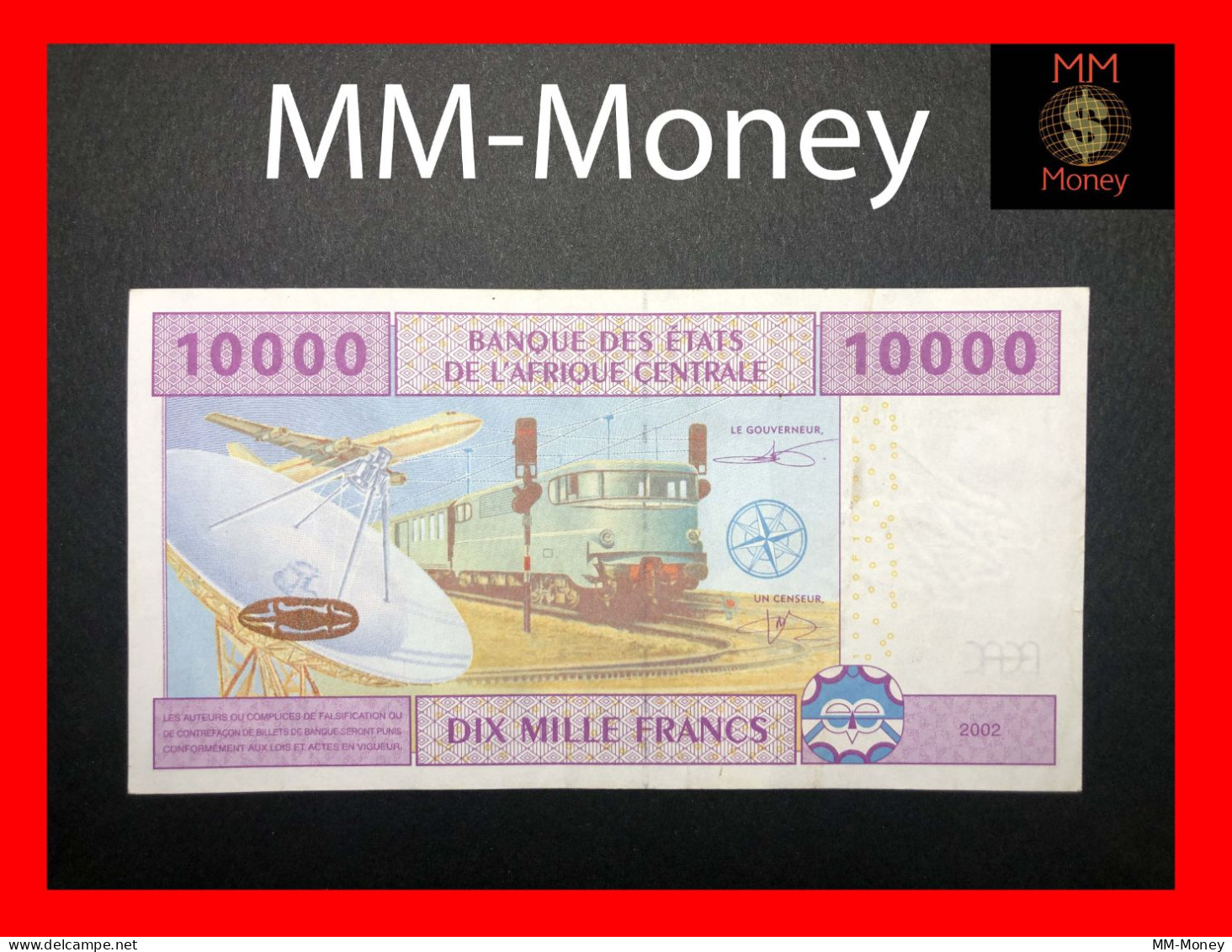 CENTRAL AFRICAN STATES  "T"  Congo  10.000 10000 Francs 2002  *sign. L. Abaga-Nchama  & Aleka-Rybert*   P. 110   XF+ - États D'Afrique Centrale