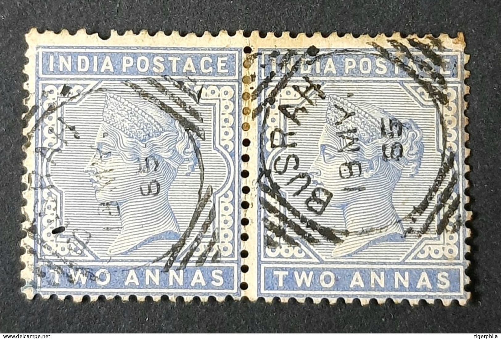 BUSRAH , BRITISH INDIA USED ABROAD 1885 2as Queen Victoria , Left Stamp Has A Pin Hole - Other & Unclassified