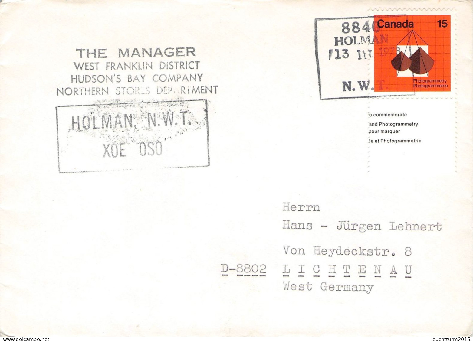 CANADA - MAIL 1973 HOLMAN, NWT > GERMANY / ZG132 - Cartas & Documentos