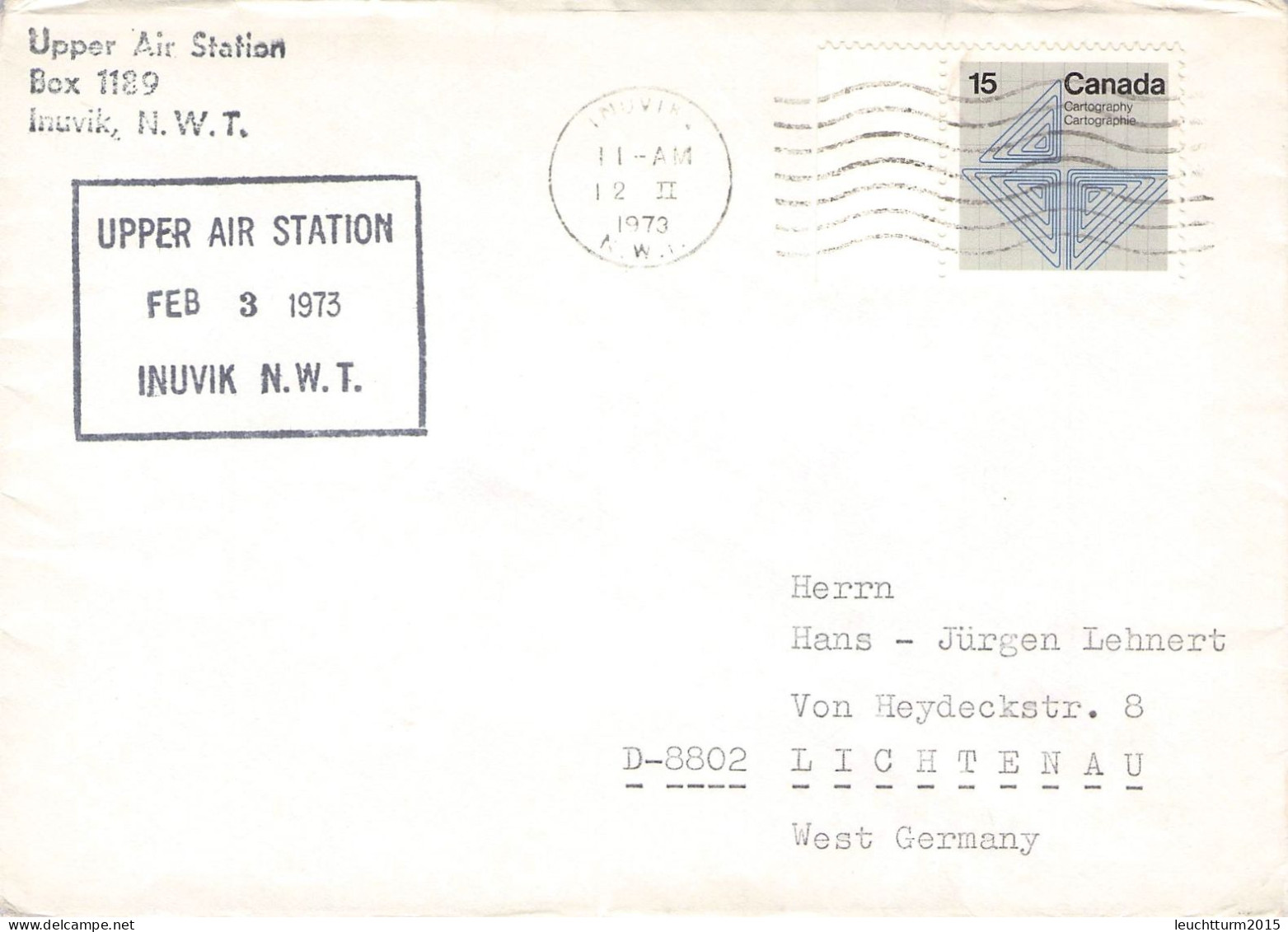 CANADA - MAIL 1973 INUVIK, NWT > GERMANY / ZG135 - Cartas & Documentos