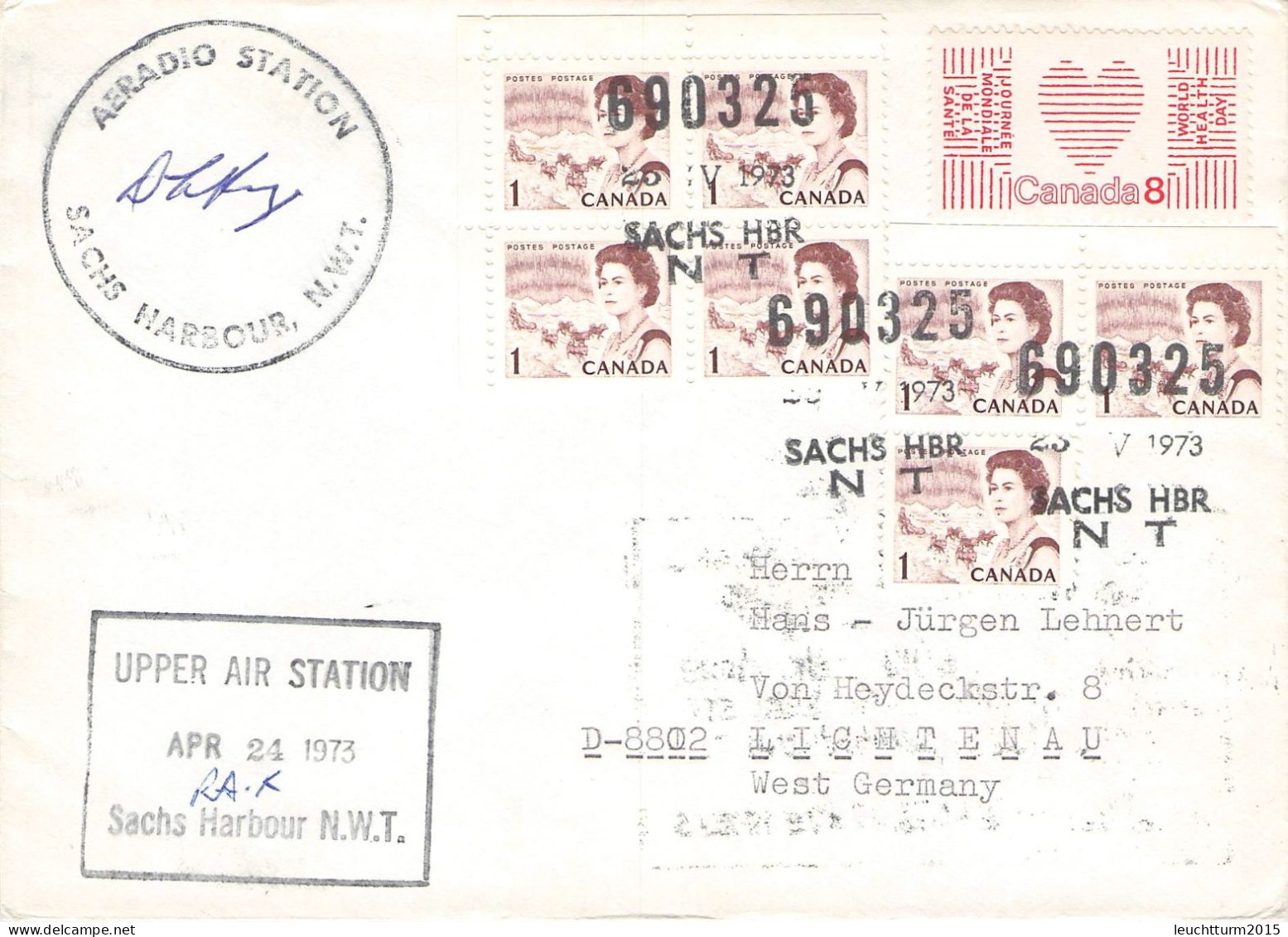 CANADA - MAIL 1973 ACHS HARBOUR, NT > GERMANY / ZG136 - Covers & Documents