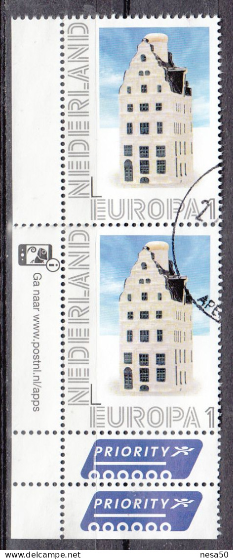 Nederland 2012 Nvph Nr 2898 , Mi Nr 2940 ;  Delftsblauwe KLM Huisje Tarief Europa "1" Gestempeld, Paar - Oblitérés