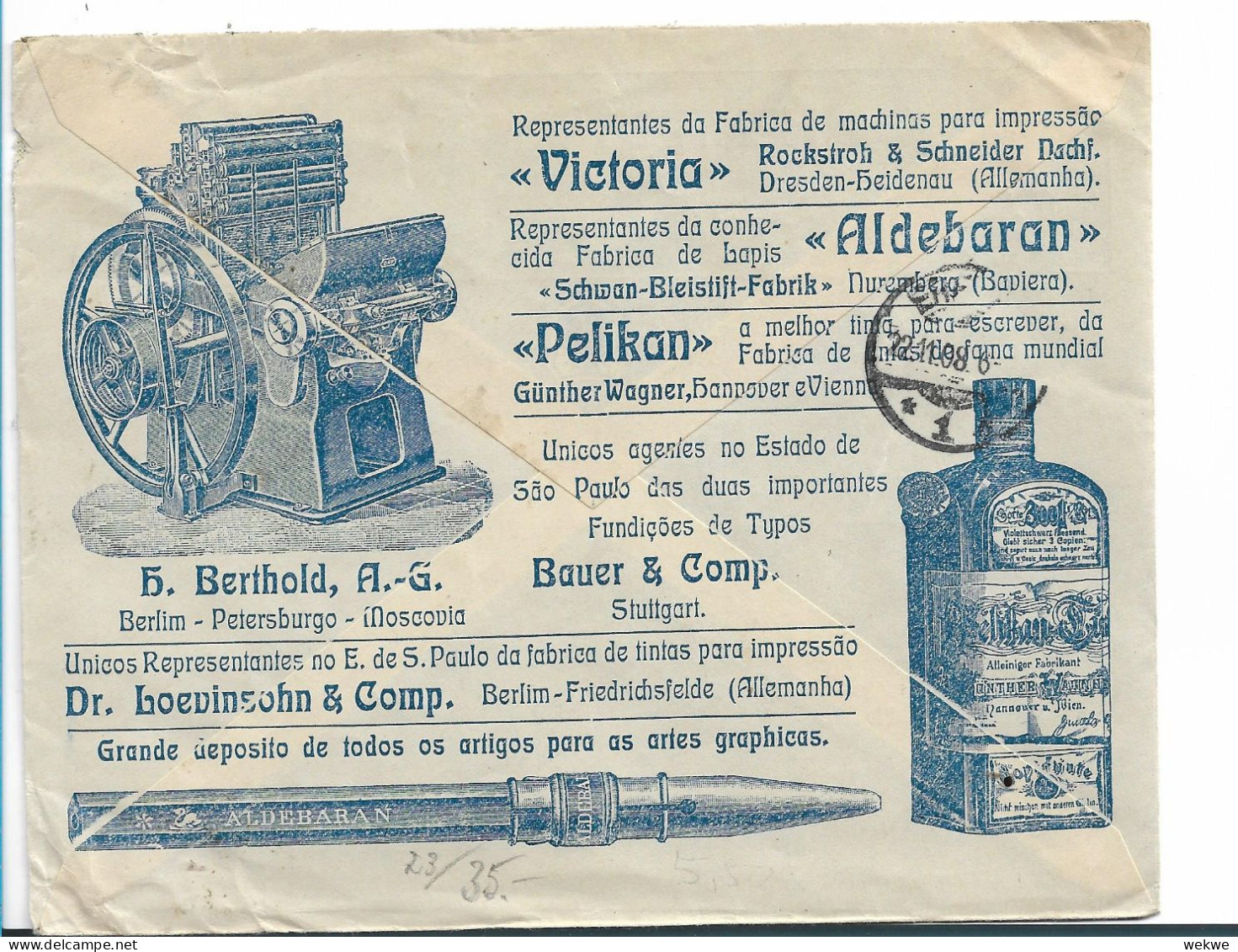 BRASILIEN 181/ Firmenbrief Mit Werbung Vorder- Und Rückseitig 1889 Ex Sao Paulo Nach Erfurt - Covers & Documents