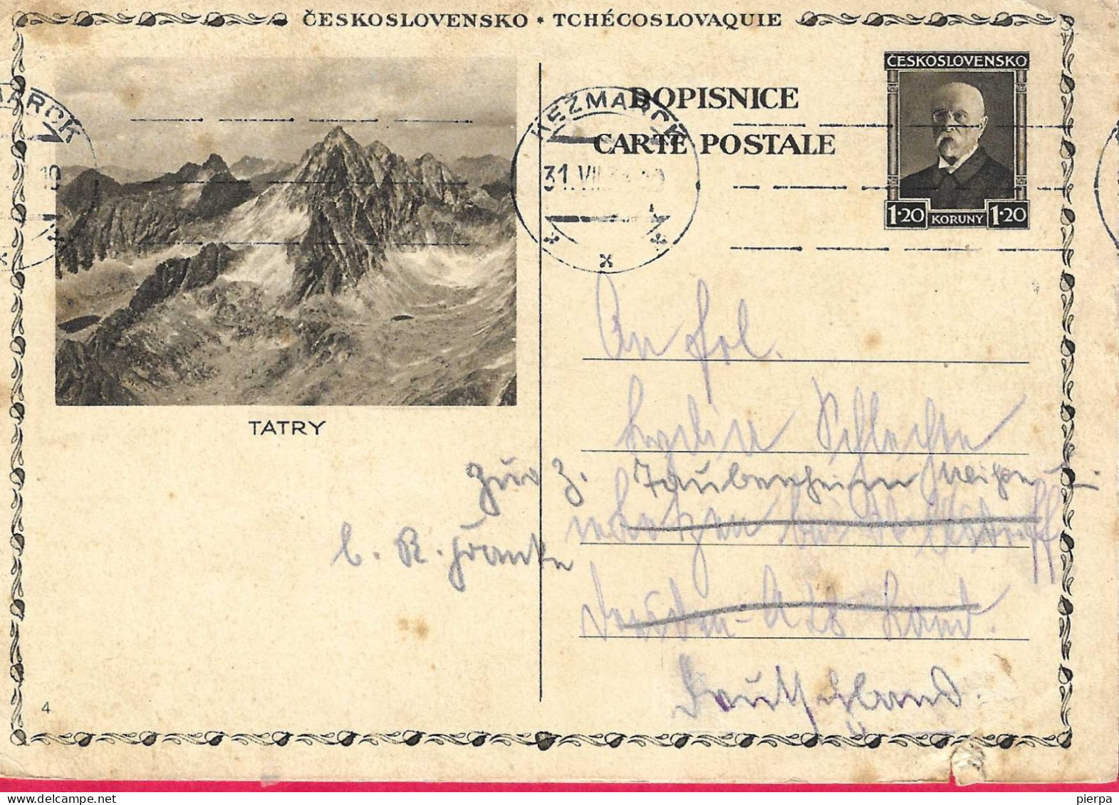 CECOSLOVACCHIA - INTERO CARTOLINA POSTALE  - TATRY- (MICHEL P49) VIAGGIATA DA KEZMAROK *31.7.31* - Postcards