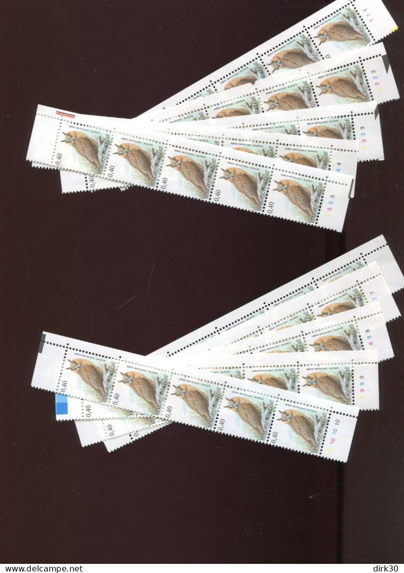 Belgie Buzin 3737 Birds 0.40€ Owl Volledige Set Plaatnrs 1/10 Drukdatum 000000 In Stroken Van 5 - 2001-2010