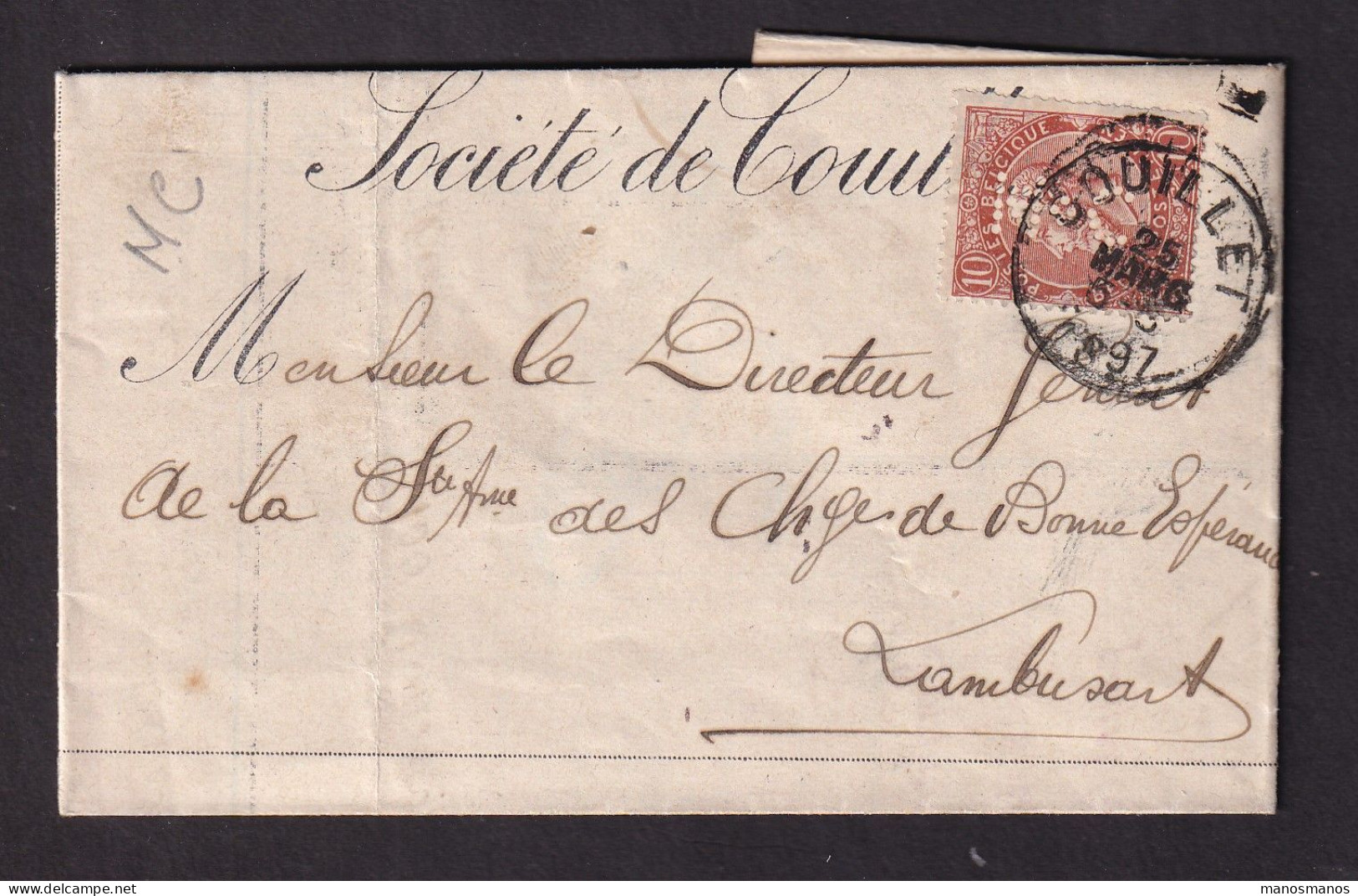 473/39 -- PERFINS/PERFORES - TP Fine Barbe No 57 M.C. Sur Lettre Société De Marcinelle Couillet COUILLET 1897 - 1863-09