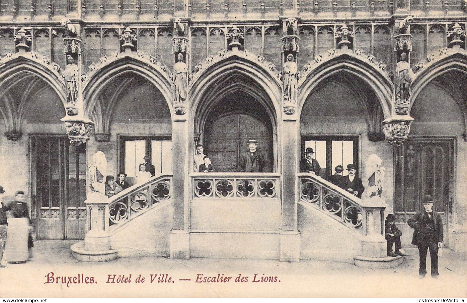 BELGIQUE - BRUXELLES - Hôtel De Ville - Escalier Des Lions - Carte Postale Ancienne - Andere & Zonder Classificatie